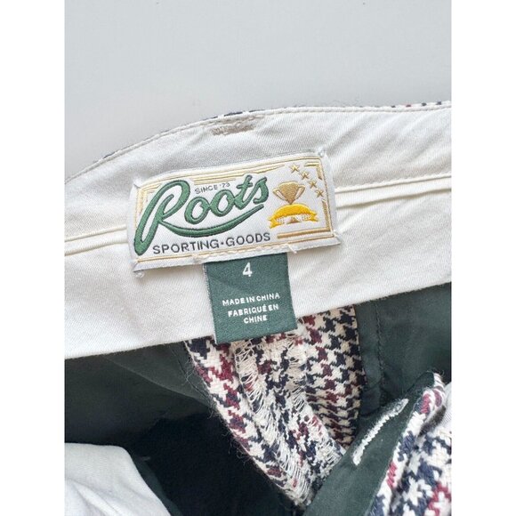 ROOTS Rossland Check Pleat High Waisted Cropped Trousers Pants, Size 4 - Picture 13 of 15